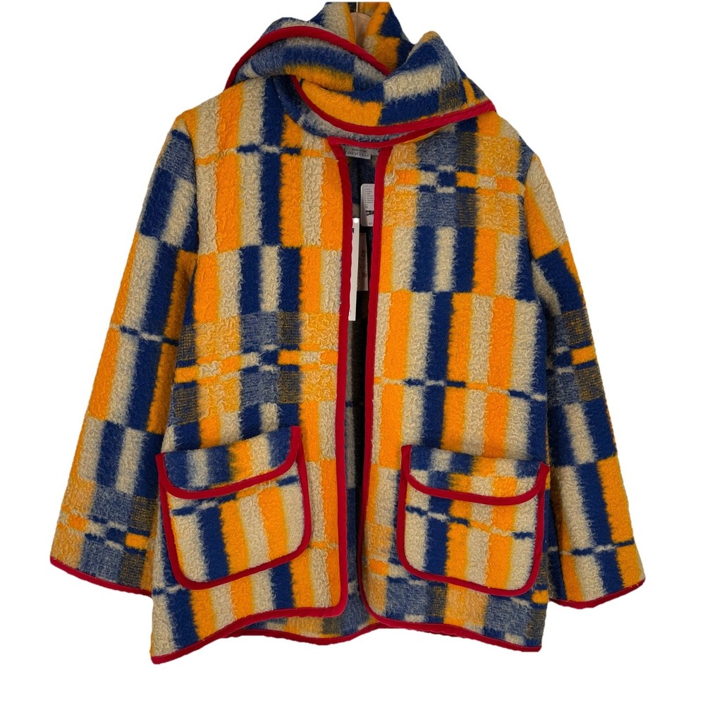 Carleen Womens Scarf Jacket Size M Vintage Wool Blanket Velvet One of‎ a Kind